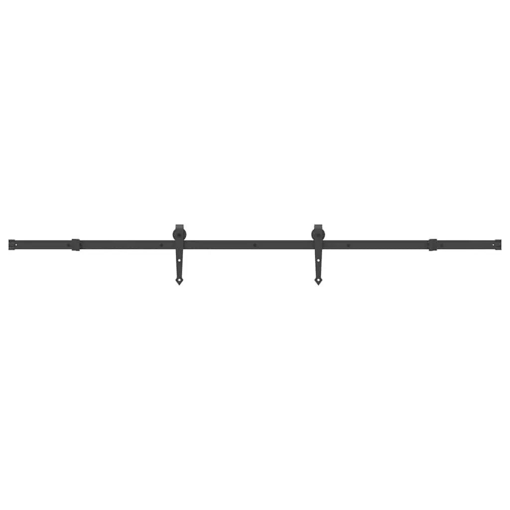 Sliding Door Kit Powder-Coated Steel Track System 213.5cm Black