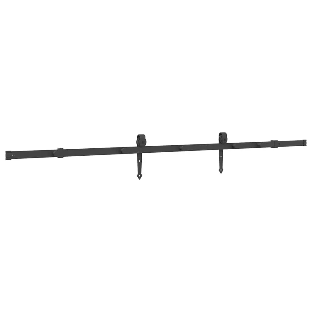 Sliding Door Kit Powder-Coated Steel Track System 213.5cm Black