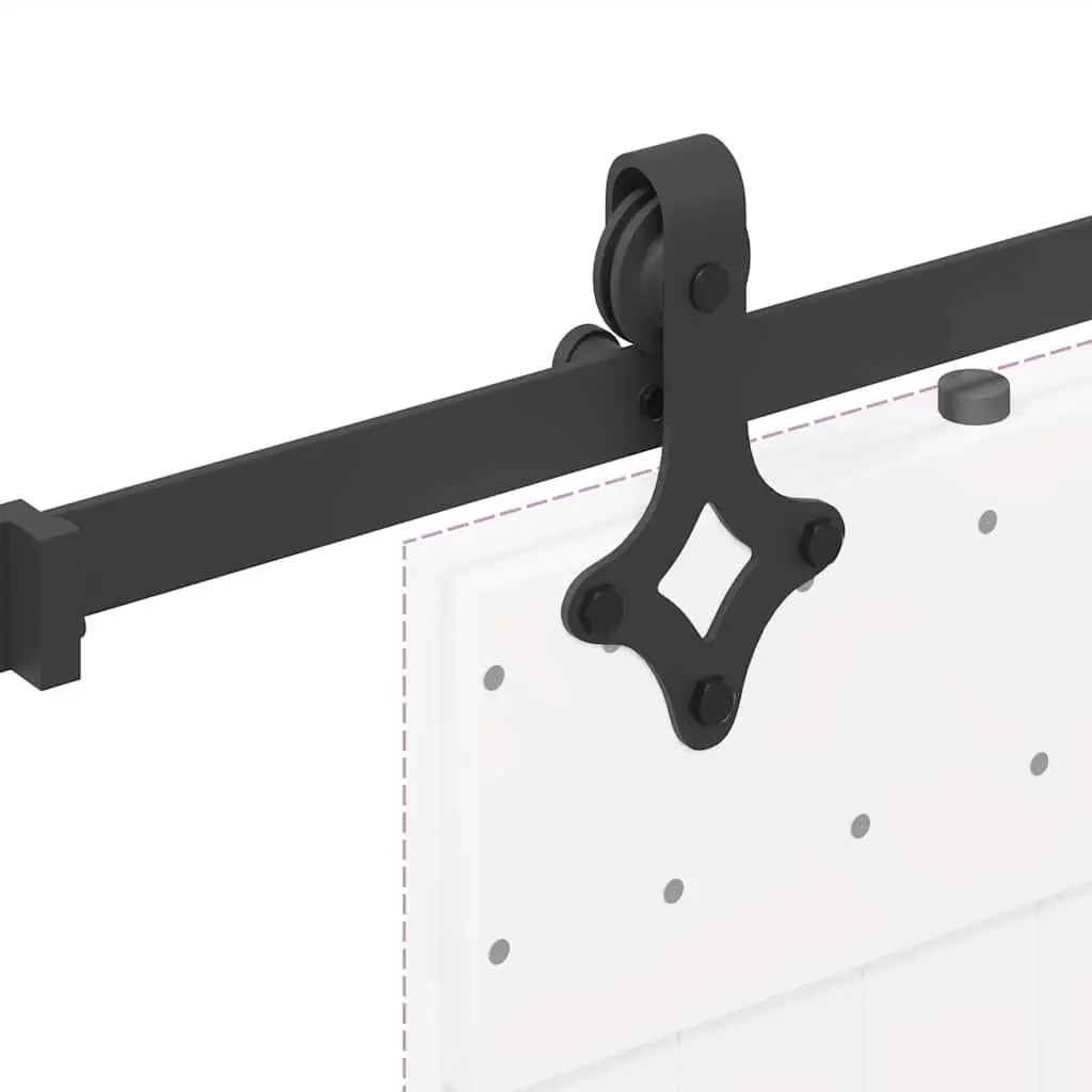 Sliding Door Hardware Kit 152.5cm Steel Track Rail System Black