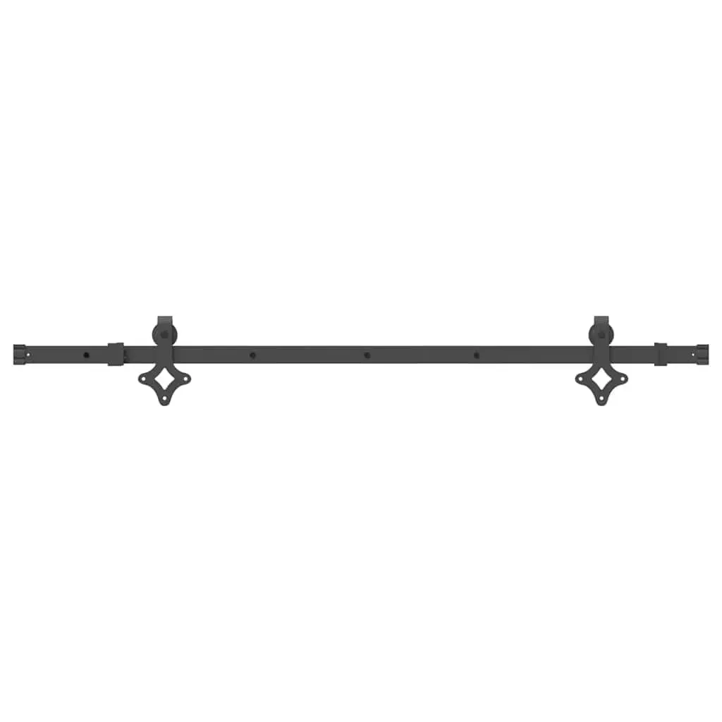 Sliding Door Hardware Kit 152.5cm Steel Track Rail System Black