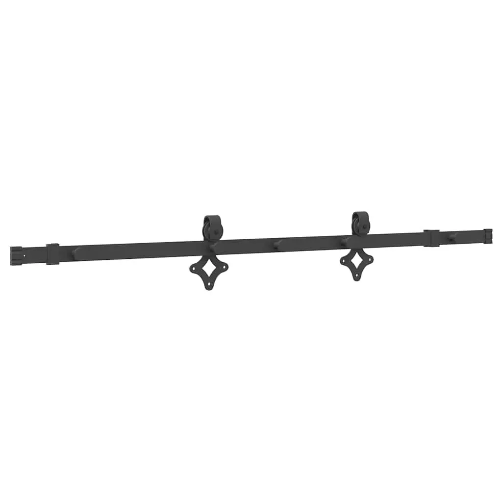 Sliding Door Hardware Kit 152.5cm Steel Track Rail System Black