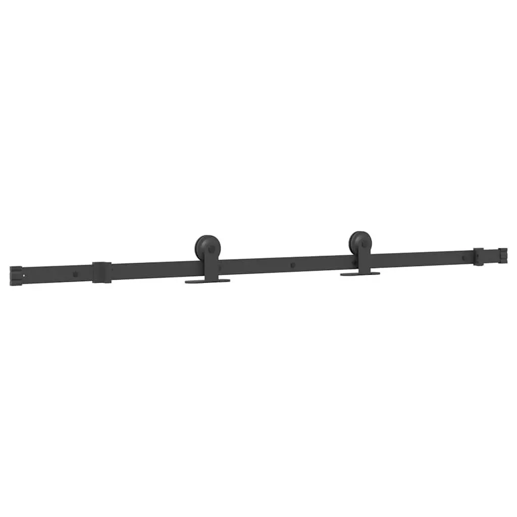 Steel Sliding Door Hardware Kit 152.5cm Black Track Rail System