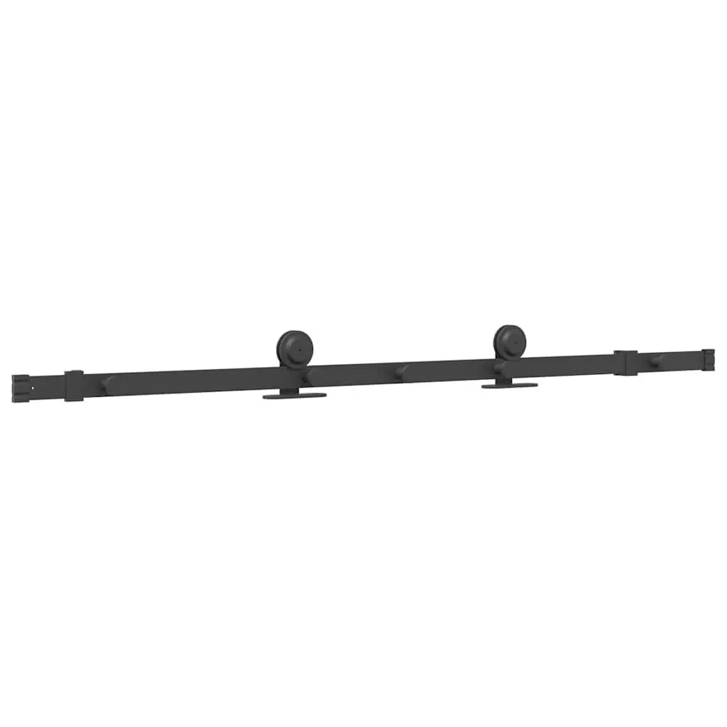 Steel Sliding Door Hardware Kit 152.5cm Black Track Rail System