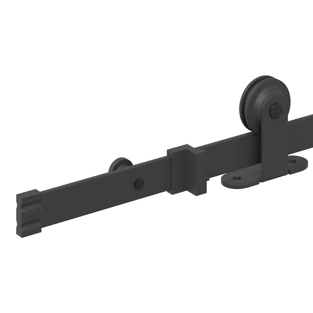 Steel Sliding Door Hardware Kit 152.5cm Black Track Rail System