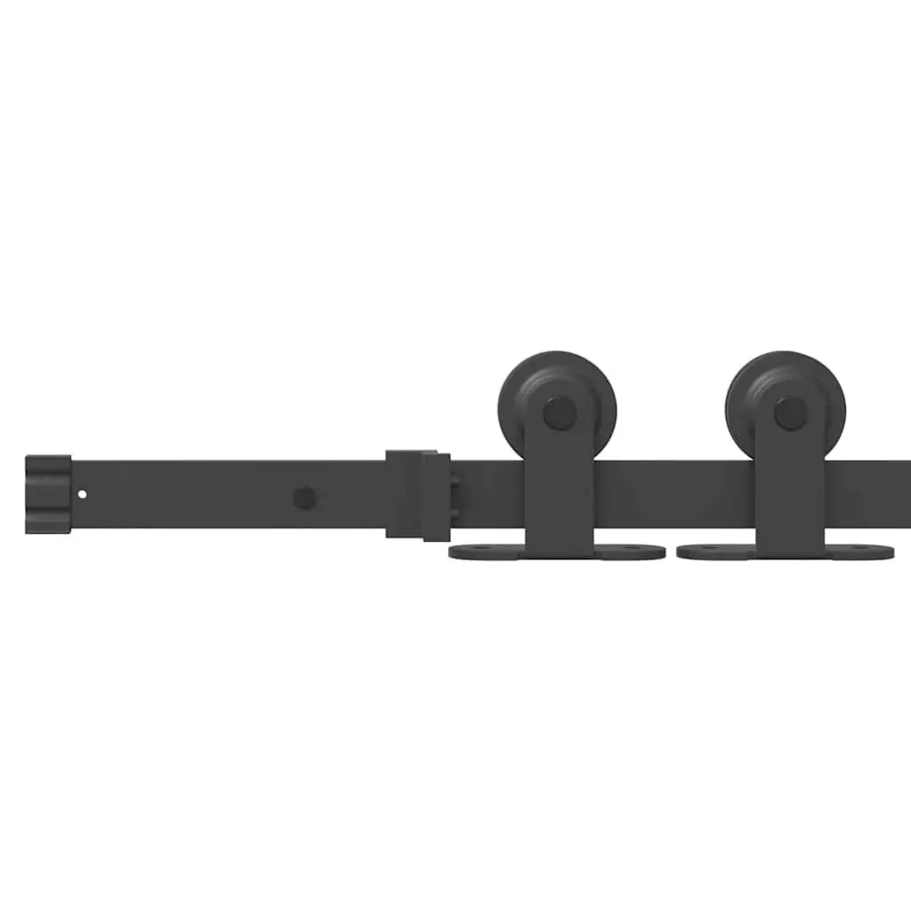 Steel Sliding Door Hardware Kit 152.5cm Black Track Rail System