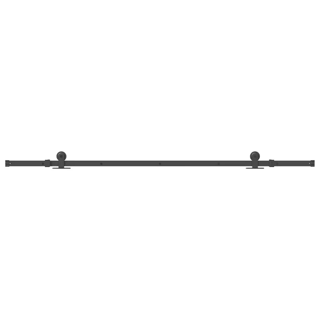 Sliding Door Hardware Kit Powder-coated Steel Track Rail System 213.5cm Black