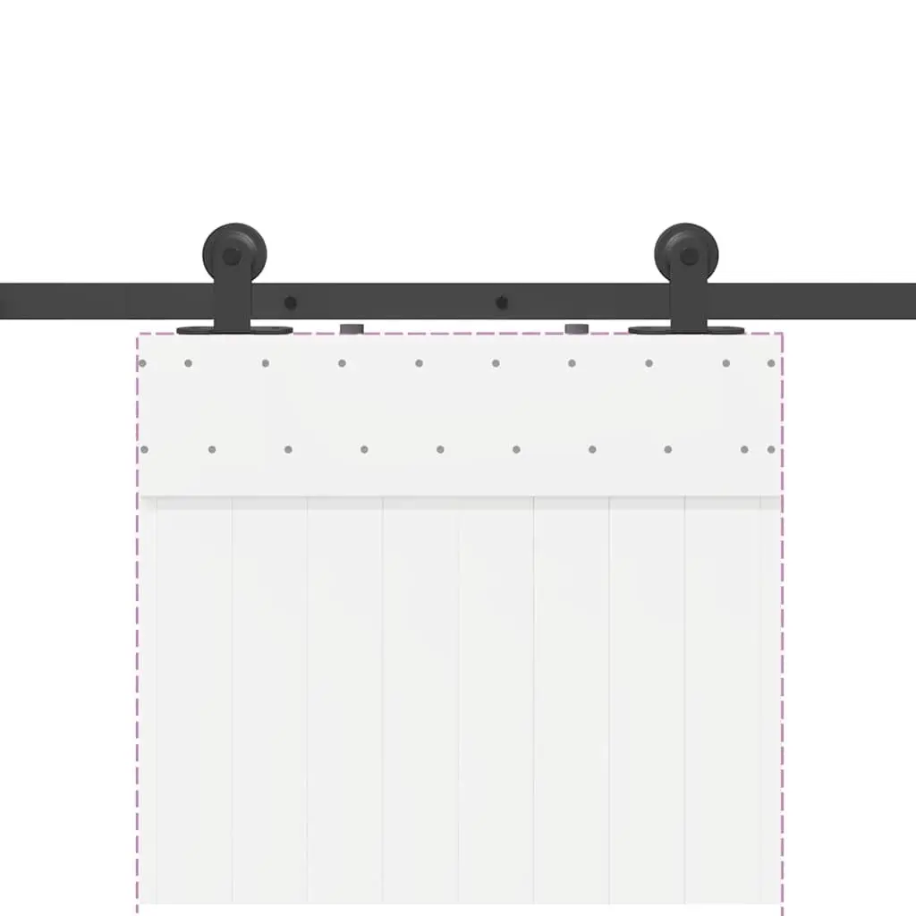 Sliding Door Hardware Kit Powder-coated Steel Track Rail System 213.5cm Black