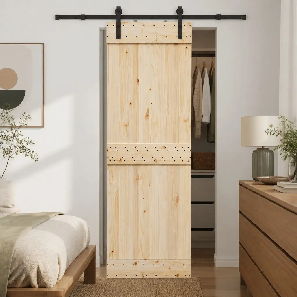 Sliding Door Hardware Kit Black 152.5cm Steel Track Rail System