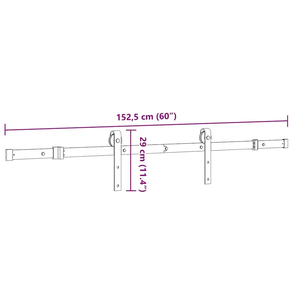 Sliding Door Hardware Kit Black 152.5cm Steel Track Rail System