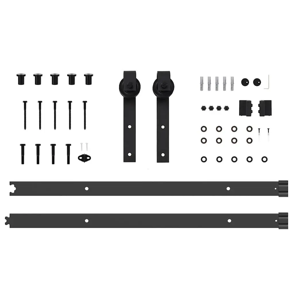 Sliding Door Hardware Kit Black 152.5cm Steel Track Rail System