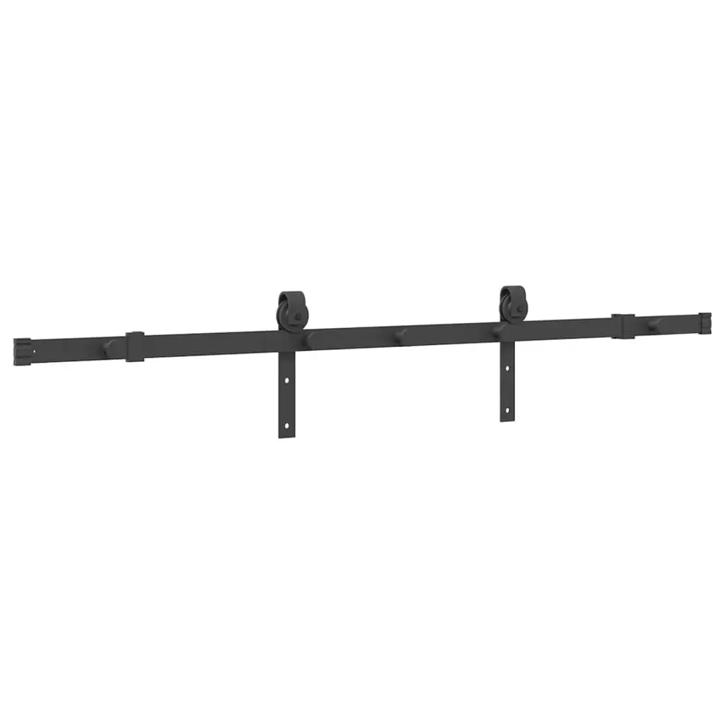 Sliding Door Hardware Kit Black 152.5cm Steel Track Rail System