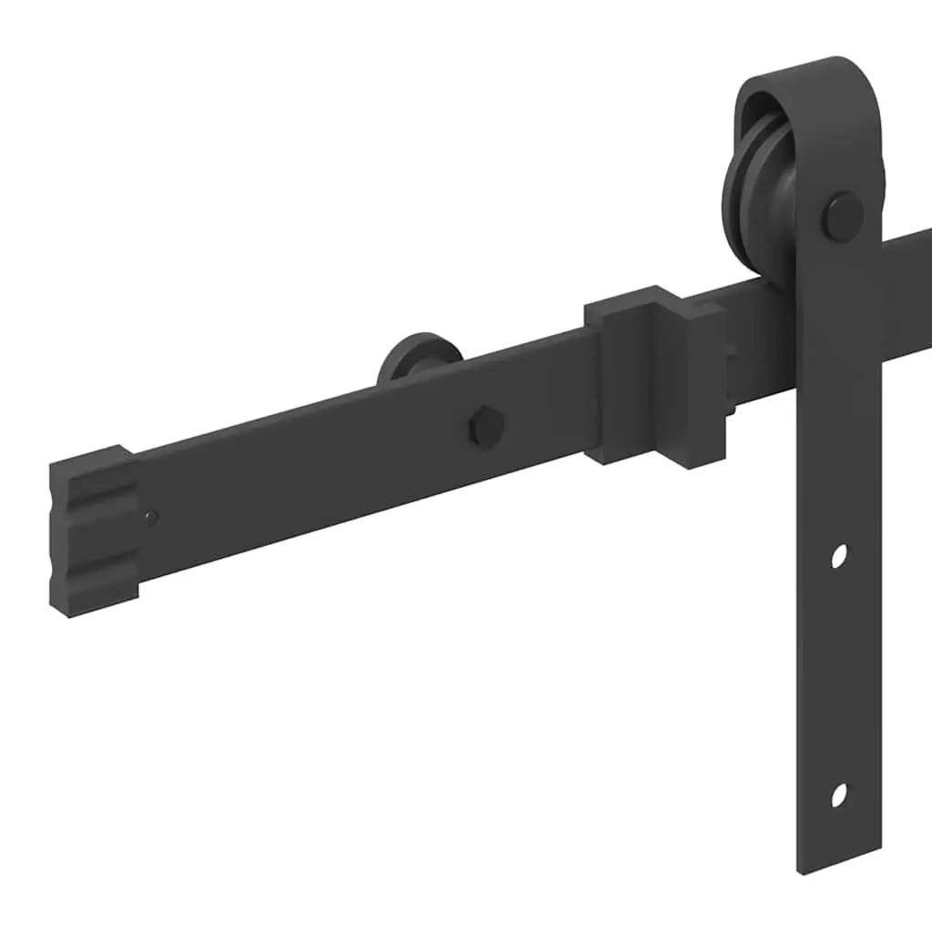 Sliding Door Hardware Kit Black 152.5cm Steel Track Rail System
