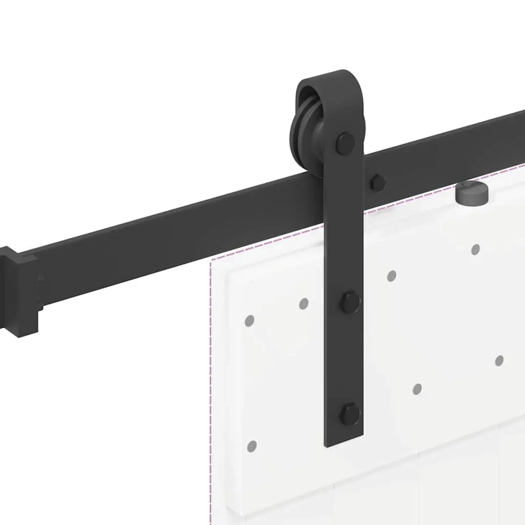 Sliding Door Hardware Kit Powder-coated Steel Track Rail 213.5cm Black