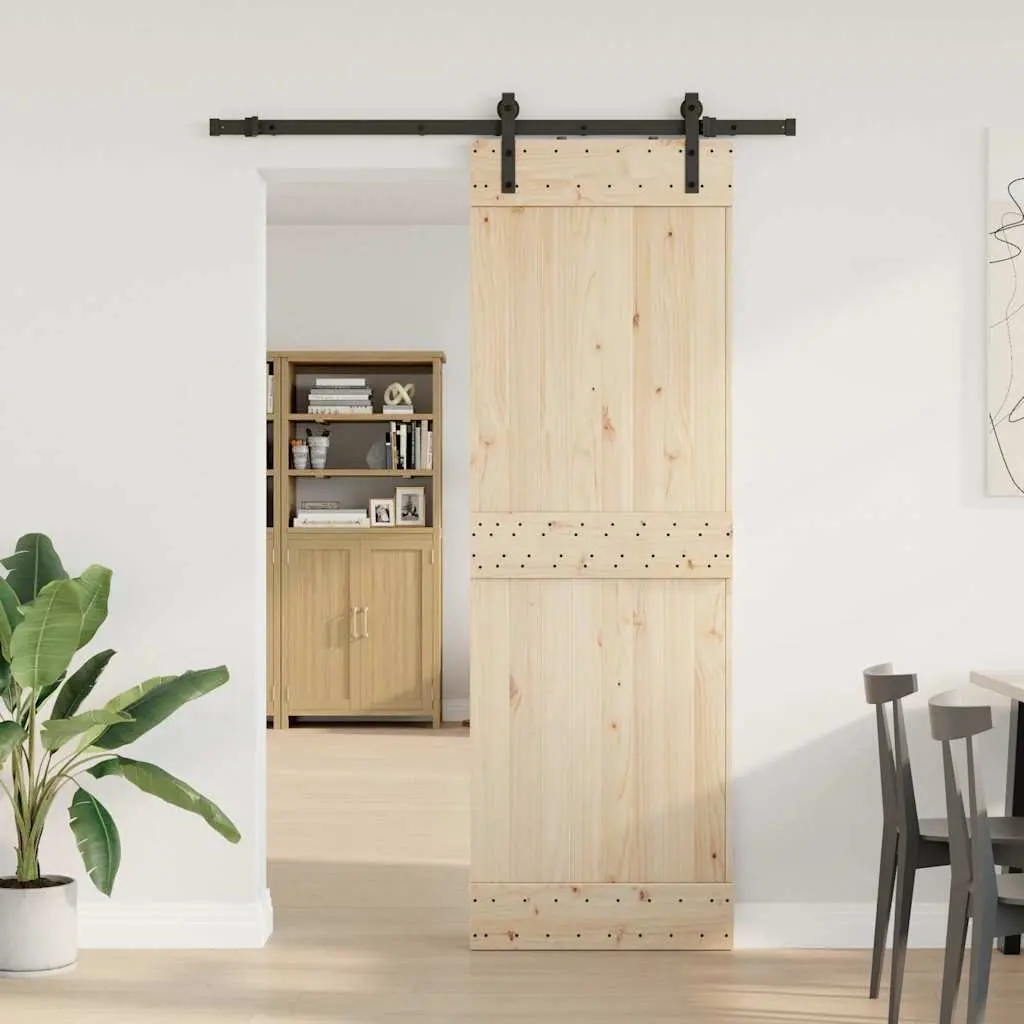 Sliding Door Hardware Kit Powder-coated Steel Track Rail 213.5cm Black