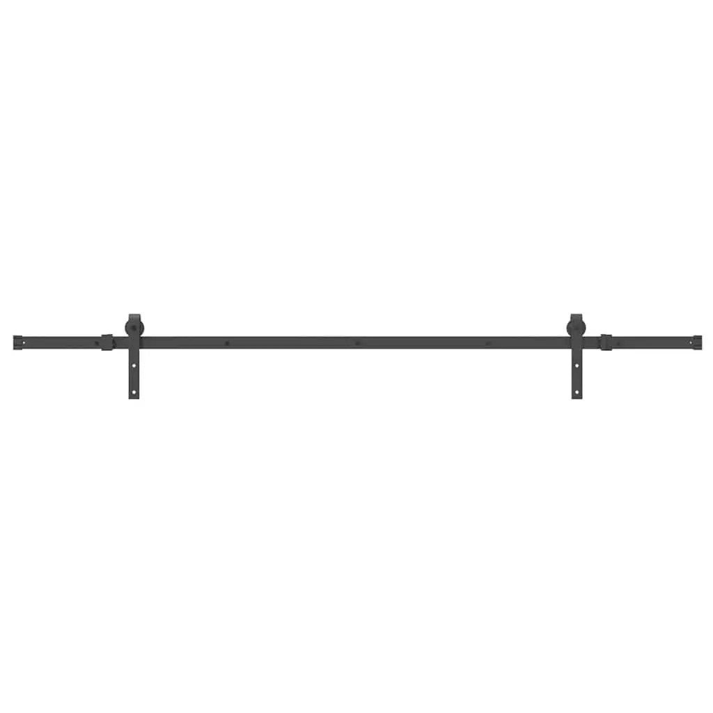 Sliding Door Hardware Kit Powder-coated Steel Track Rail 213.5cm Black