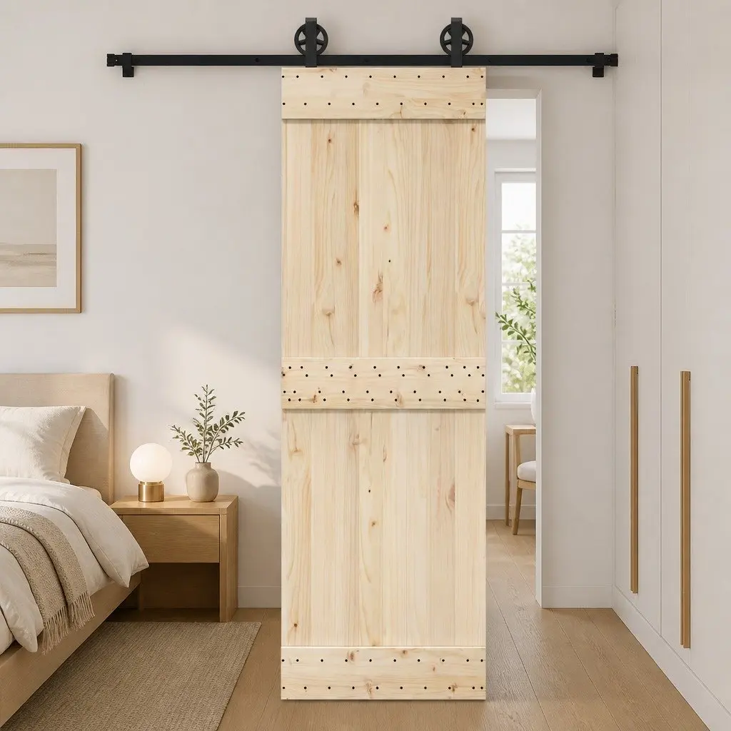 Sliding Door Hardware Kit Powder-Coated Steel Track Rail System 183cm