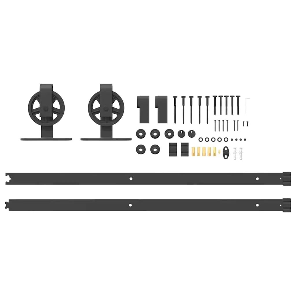 Sliding Door Hardware Kit Powder-Coated Steel Track Rail System 183cm