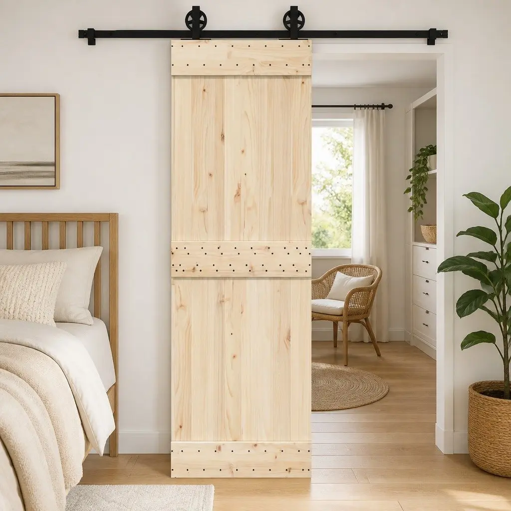 Sliding Door Hardware Kit Powder-Coated Steel Track System 200cm