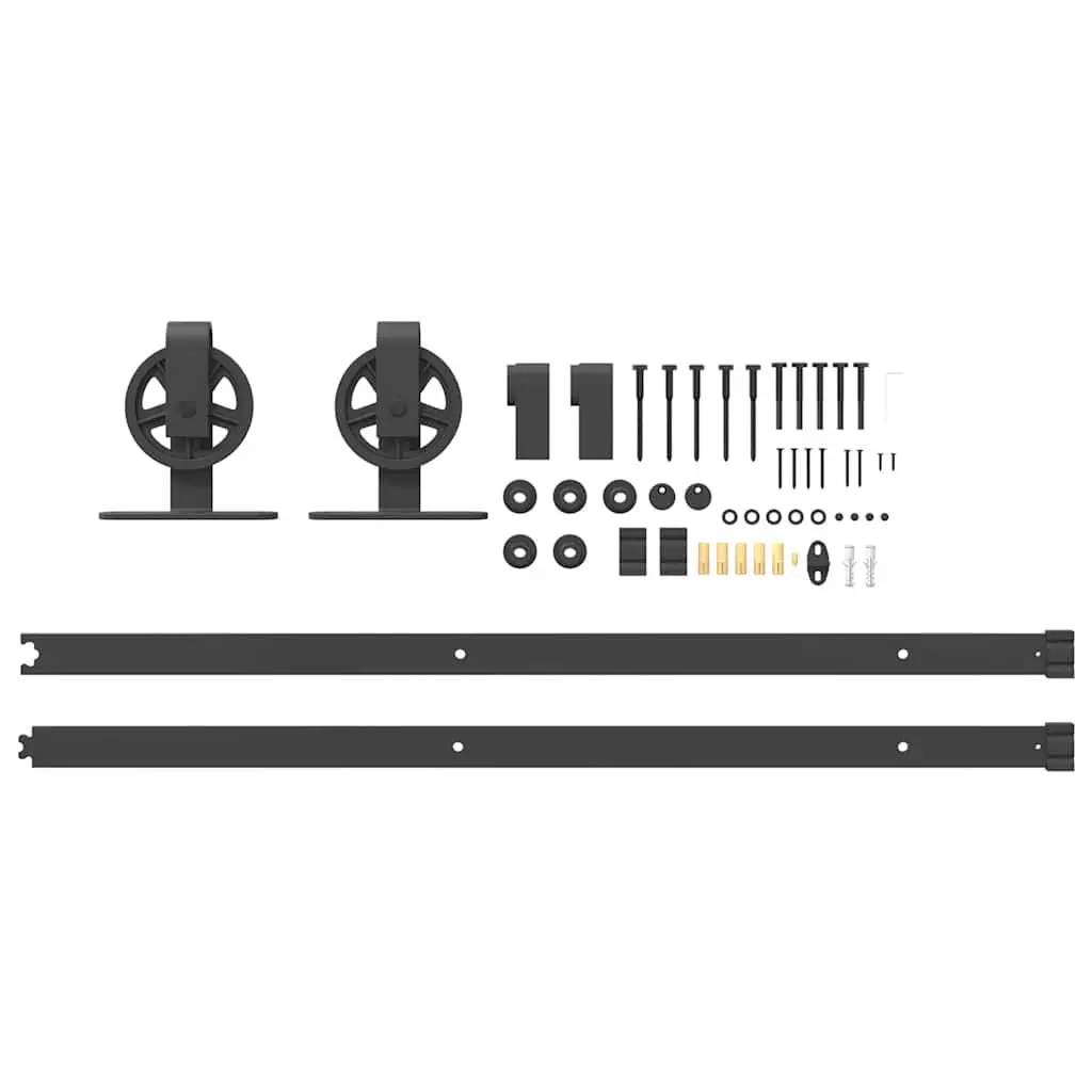 Sliding Door Hardware Kit Powder-Coated Steel Track System 200cm