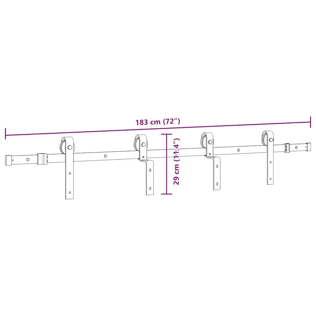 Sliding Door Hardware Kit Steel Track Rail System 183cm for Interior Doors