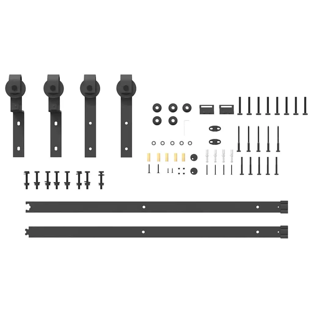 Sliding Door Hardware Kit Steel Track Rail System 183cm for Interior Doors