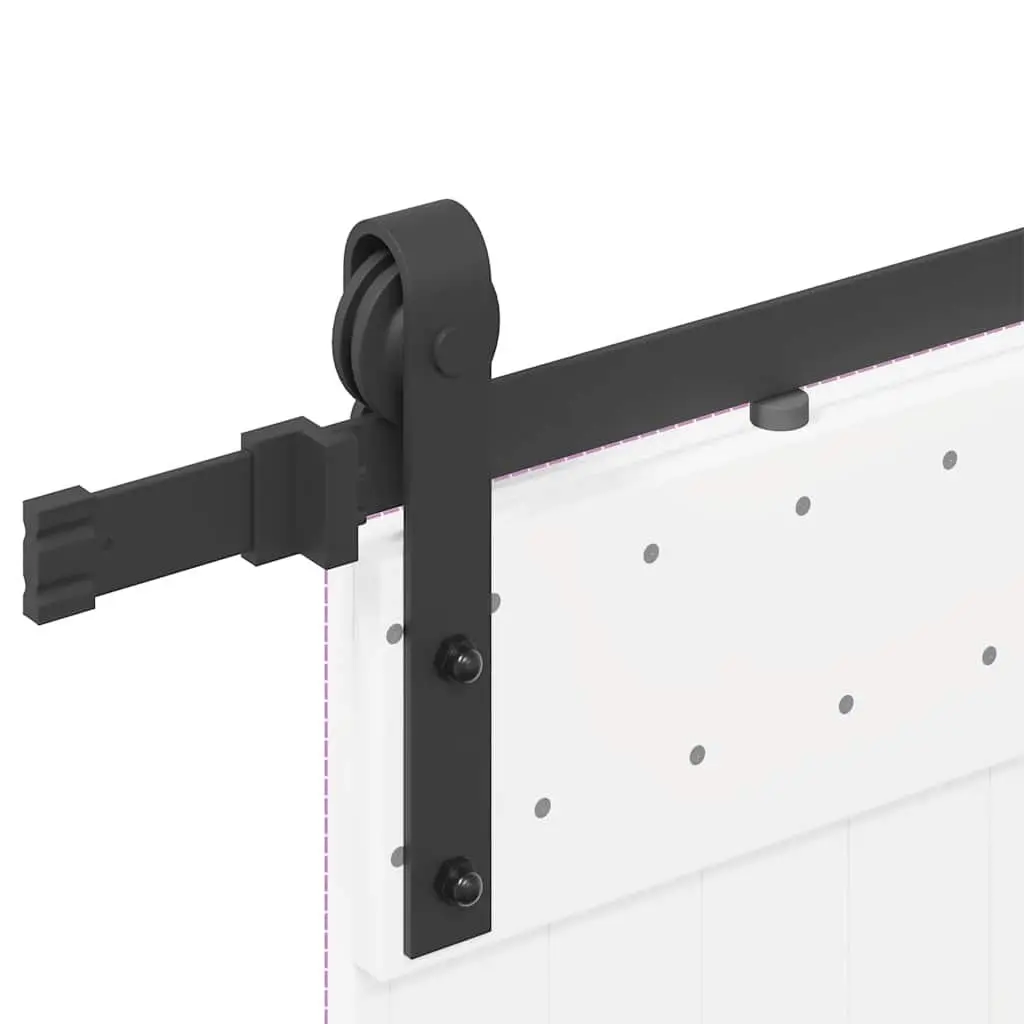 Sliding Door Hardware Kit Powder-Coated Steel 200cm Black Track Rail System with Rollers