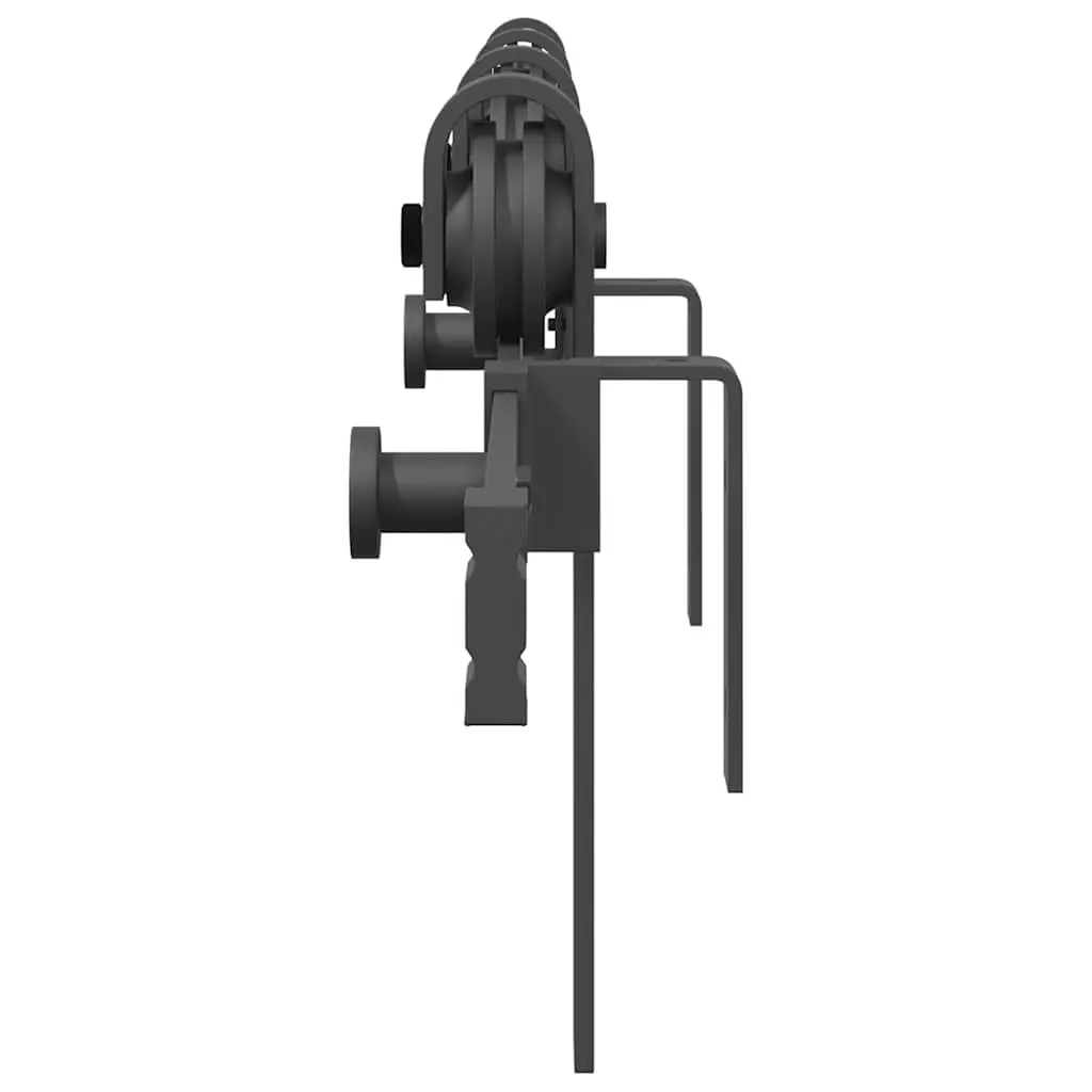 Sliding Door Hardware Kit Powder-Coated Steel 200cm Black Track Rail System with Rollers