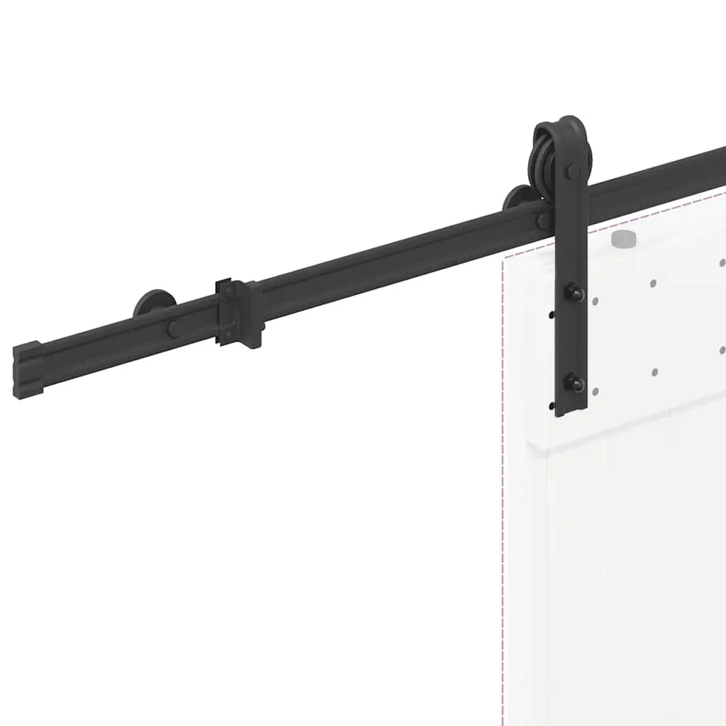 Sliding Door Hardware Kit Powder-Coated Steel Track Rail System 183cm