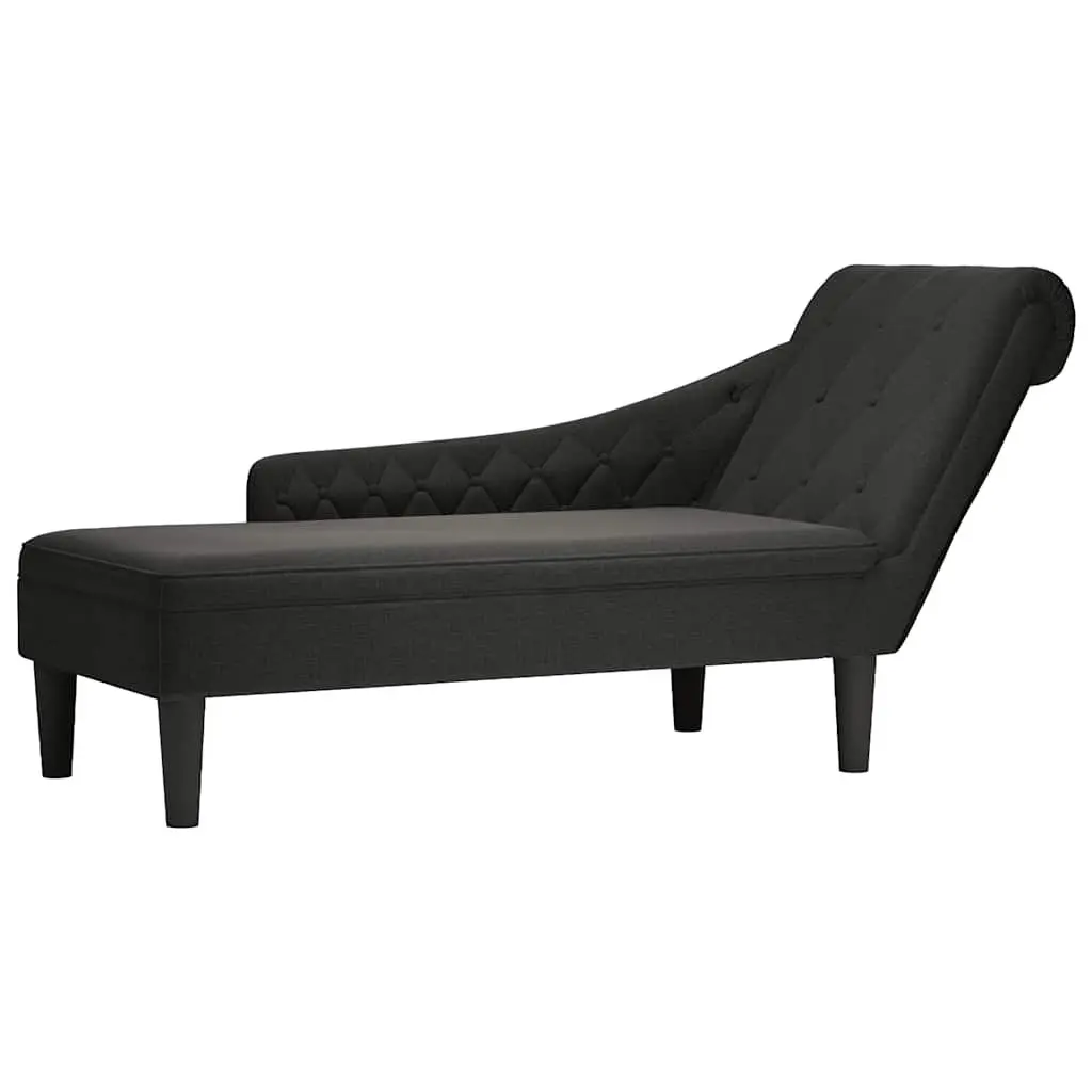 Chaise Lounge Chair Black Fabric Right Armrest with Lumbar Pillow for Living Room