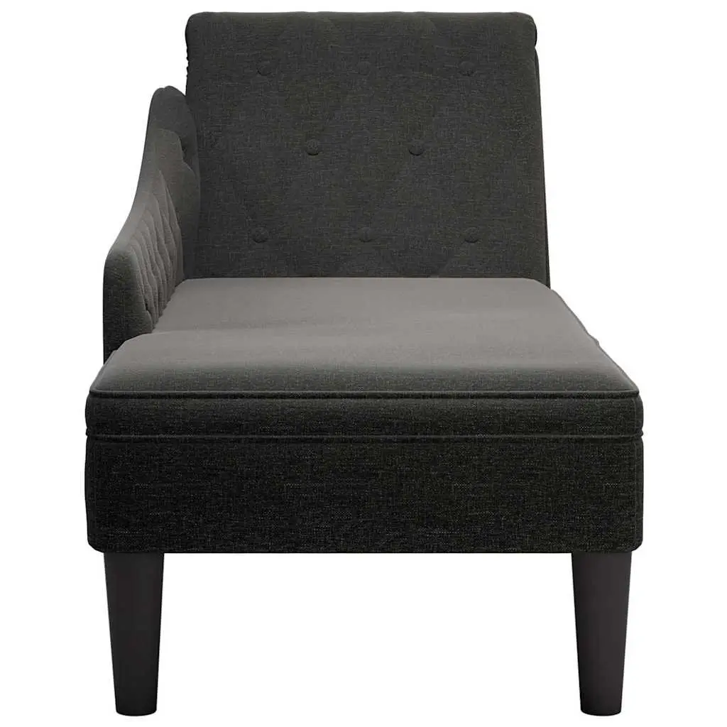 Chaise Lounge Chair Black Fabric Right Armrest with Lumbar Pillow for Living Room