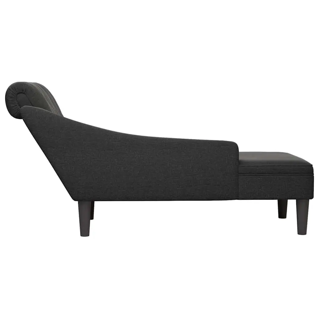 Chaise Lounge Chair Black Fabric Right Armrest with Lumbar Pillow for Living Room