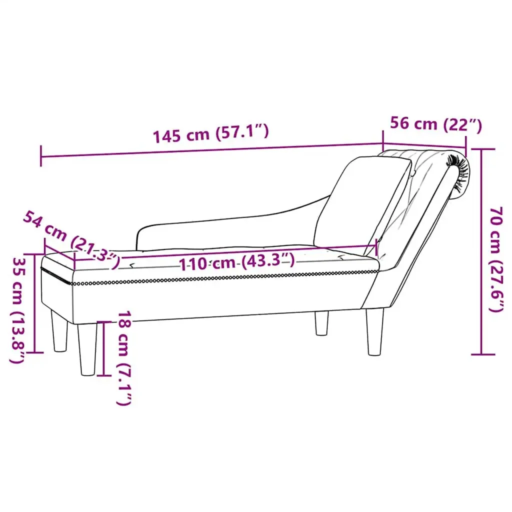 Chaise Lounge Velvet Upholstered Black with Button Tufting and Lumbar Pillow