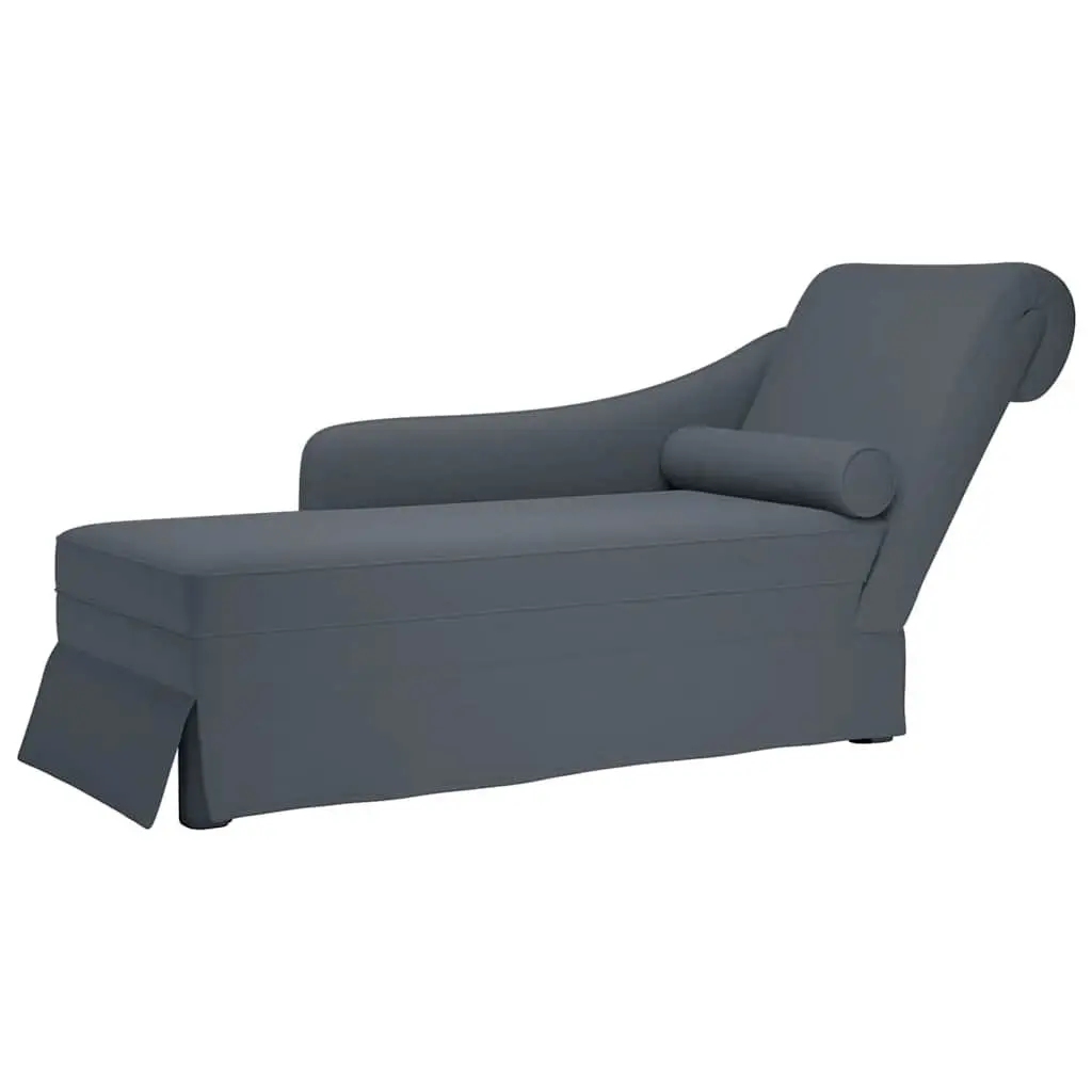 Chaise Lounge with Bolster Right Armrest Dark Grey Velvet Furniture Living Room