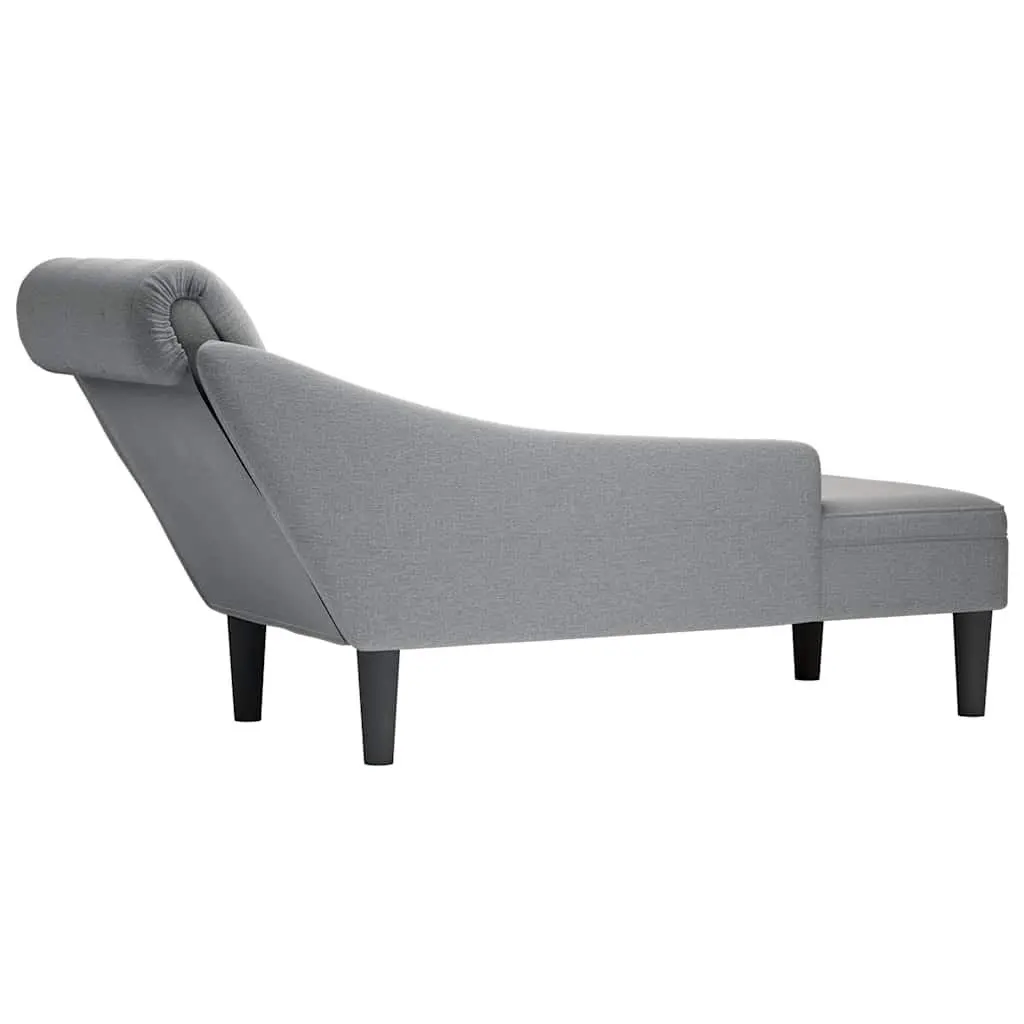 Chaise Lounge Sofa Right Armrest Button Tufted Light Grey Fabric Upholstery with Lumbar Pillow