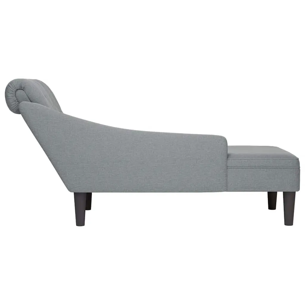 Chaise Lounge Sofa Right Armrest Button Tufted Light Grey Fabric Upholstery with Lumbar Pillow