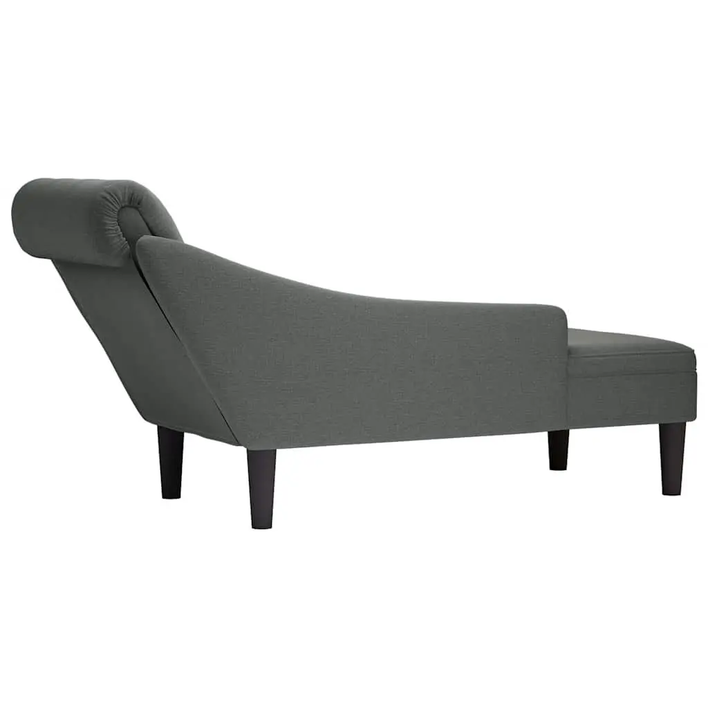 Grey Fabric Chaise Lounge Chair with Right Armrest and Lumbar Pillow for Living Room
