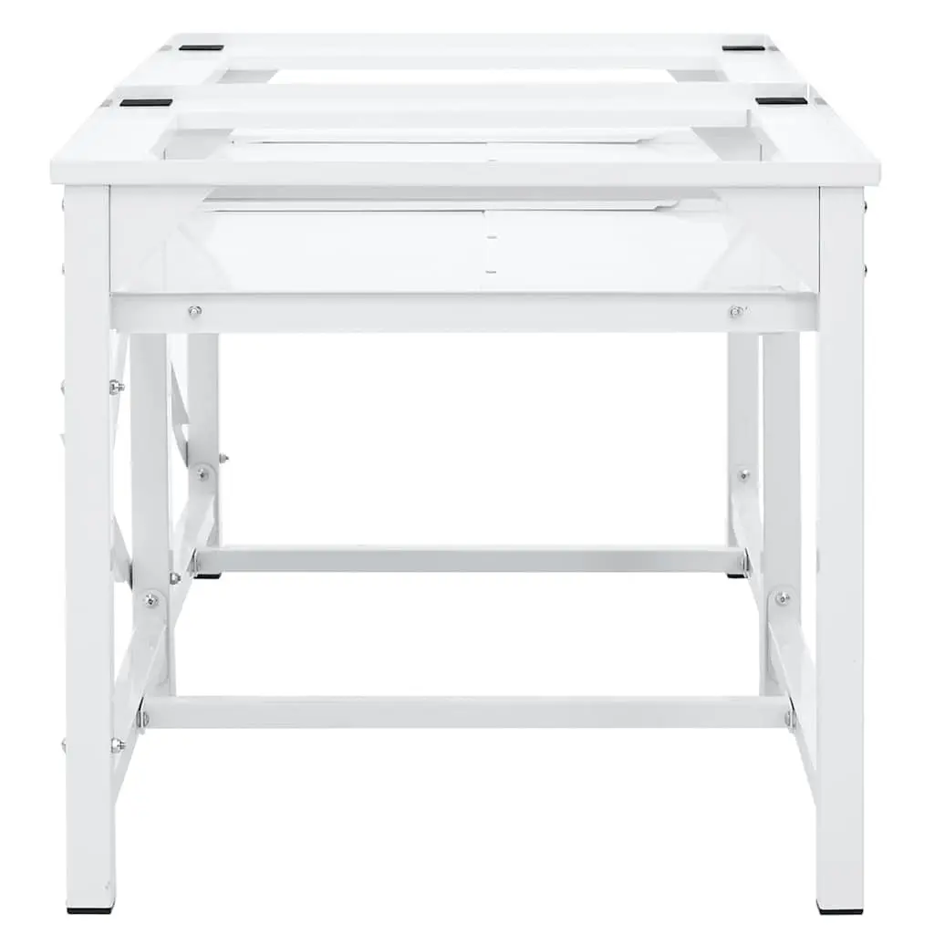 Washing Machine Pedestal Stable Steel Frame with Pull-Out Storage Shelves White