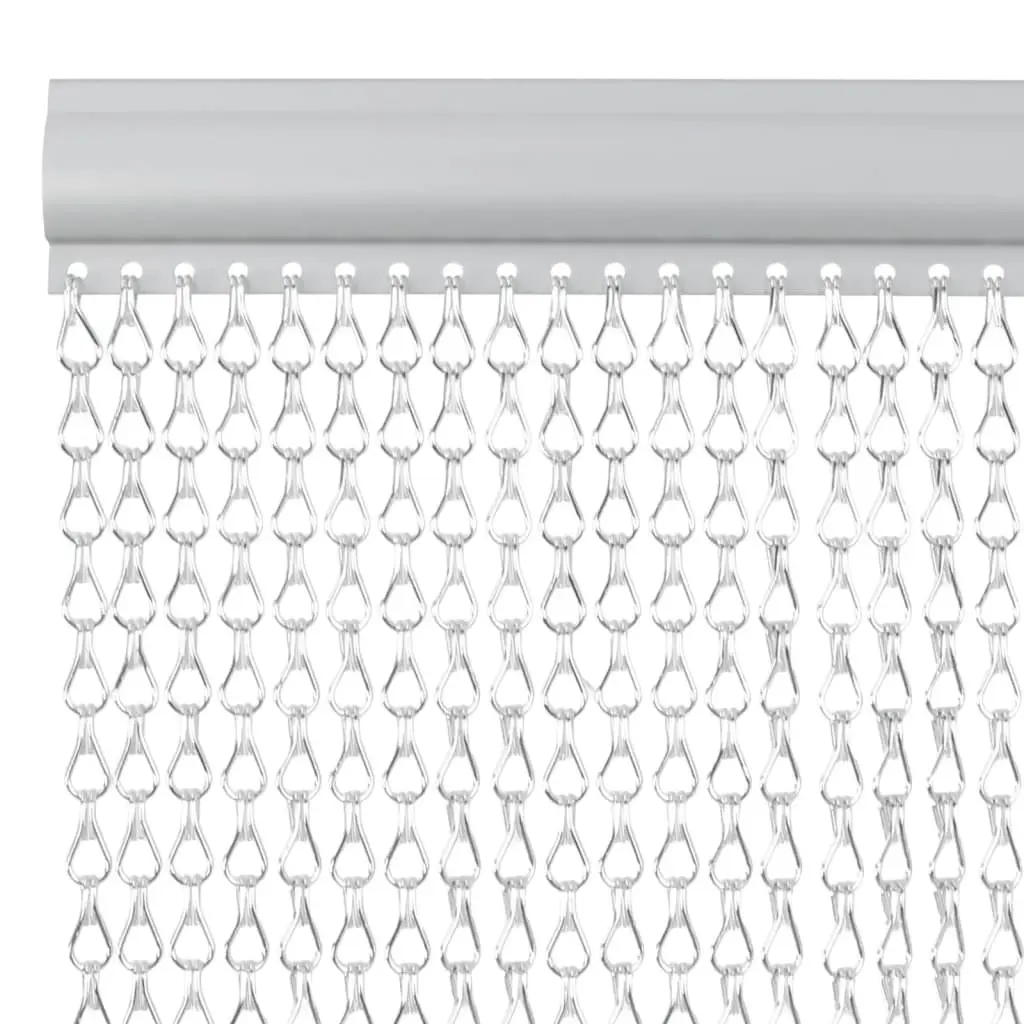 Fly Screen Chain Door Aluminium Adjustable Insect Barrier 56x202 cm Silver