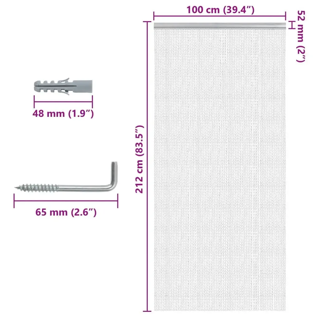 Chain Door Fly Screen Adjustable Aluminium Insect Barrier Curtain 100x212 cm