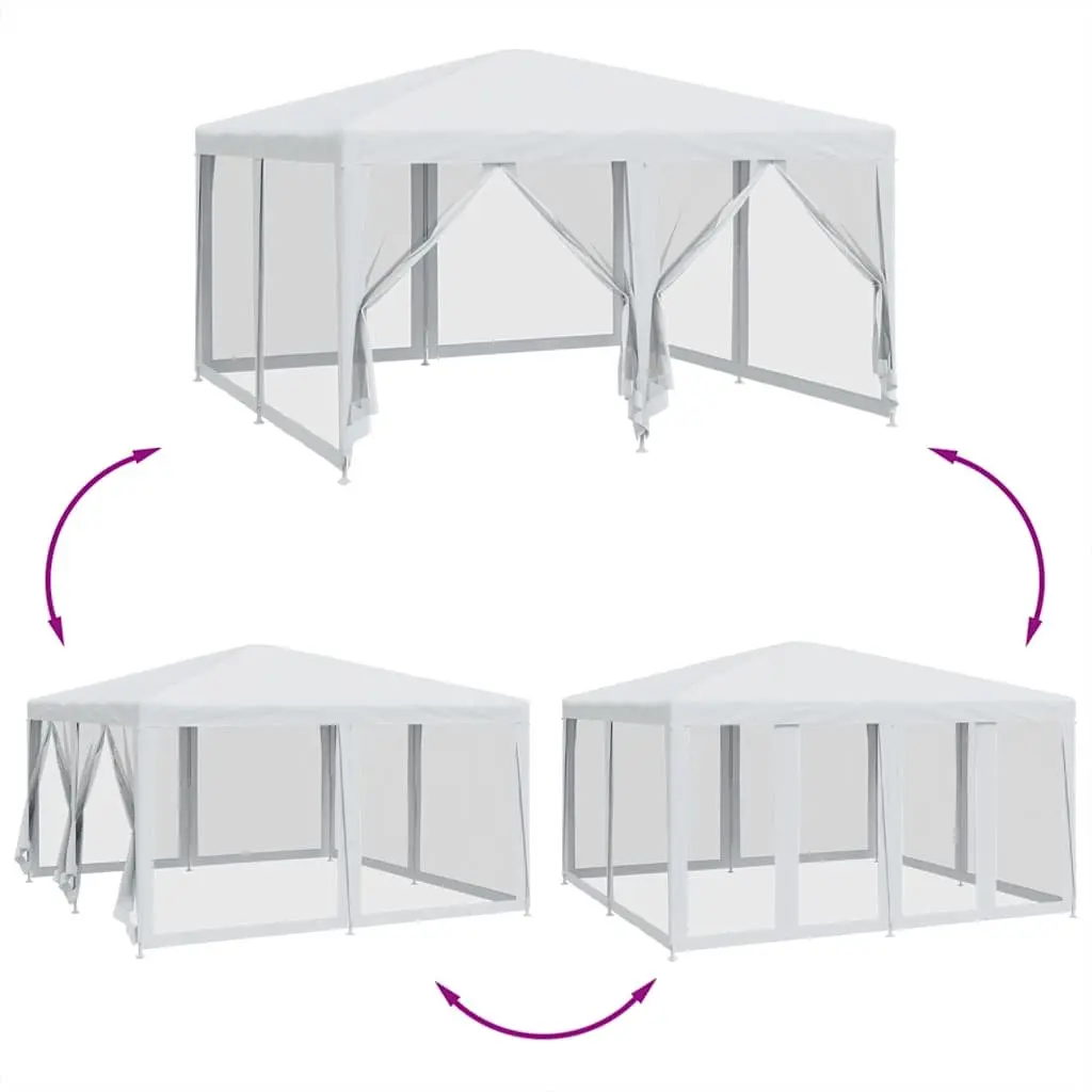 Party Tent Outdoor Gazebo 4x4m with 8 Mesh Sidewalls Garden Shelter Canopy White