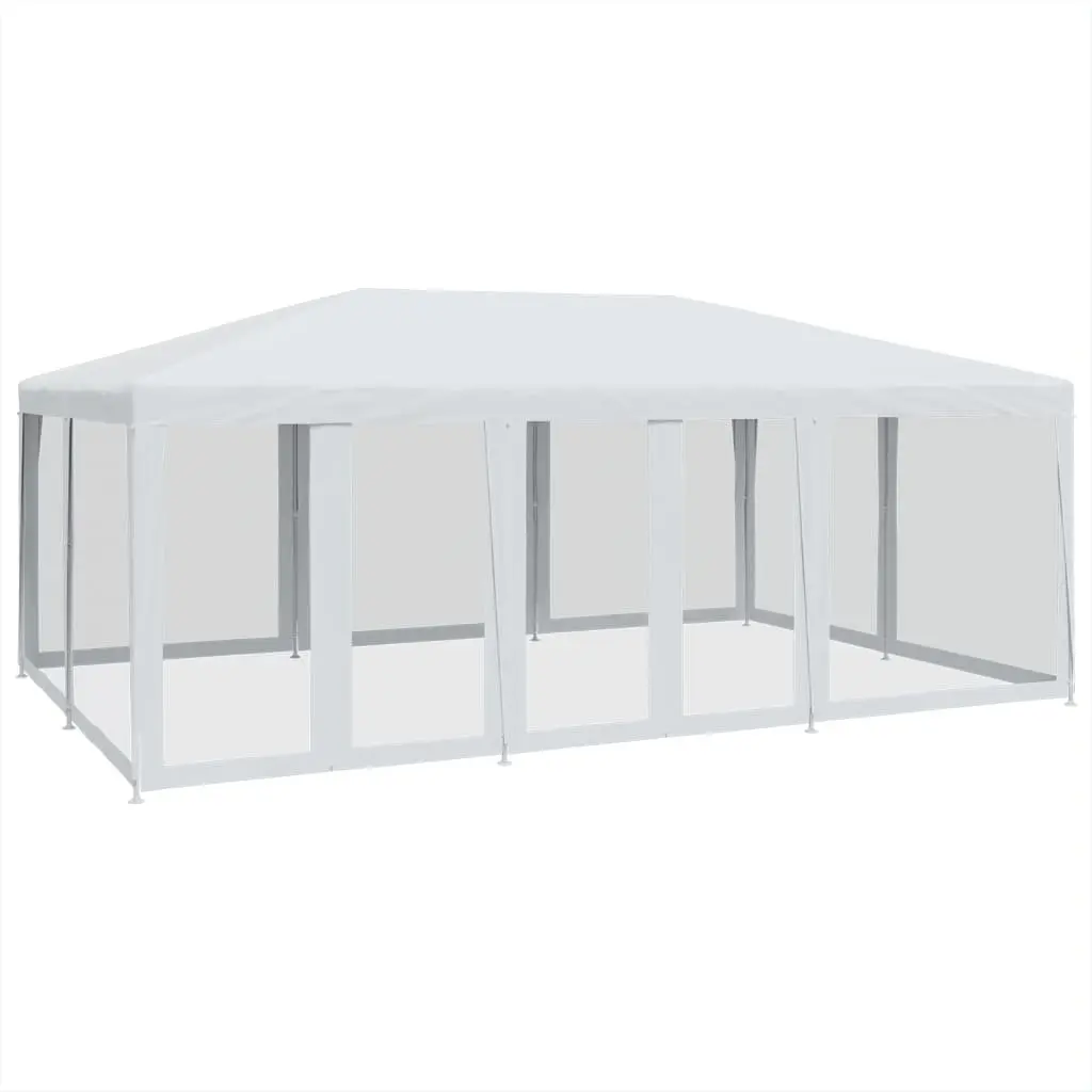 Party Tent Outdoor Gazebo Heavy-Duty Iron Frame 6x4m White Mesh Sidewalls
