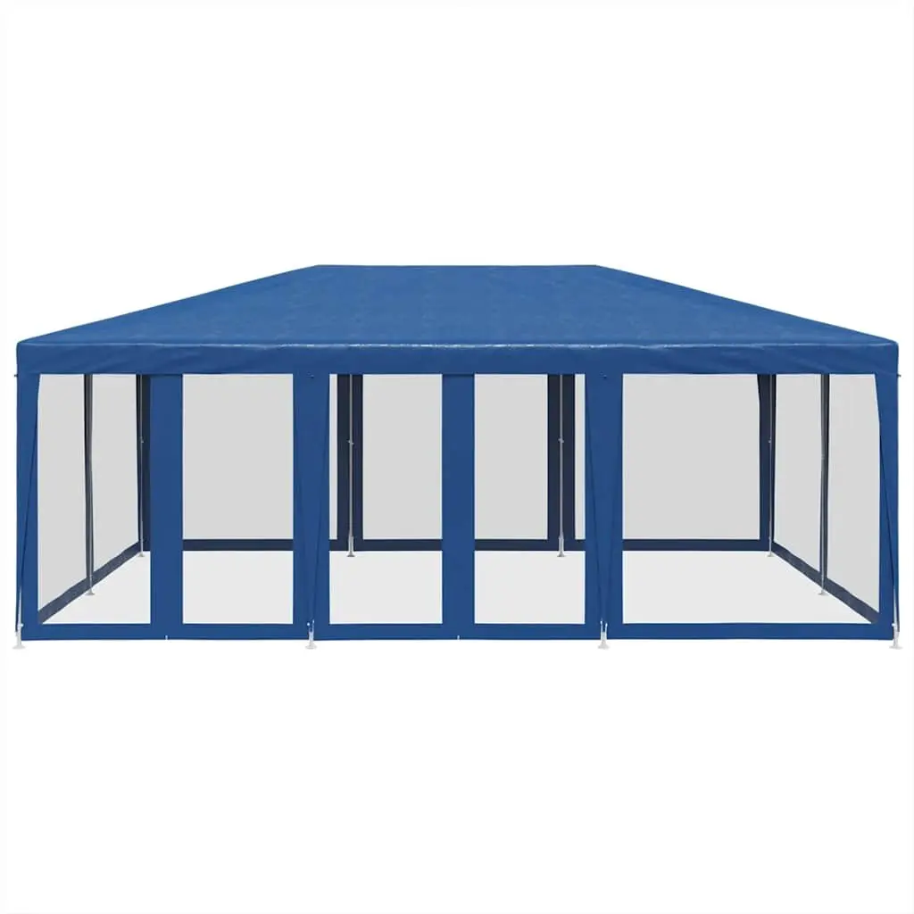 Party Tent Blue 6x4m Outdoor Gazebo with Mesh Sidewalls for Garden Shelter and Event Canopy