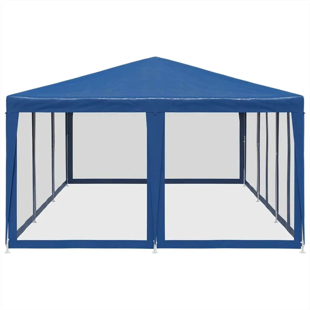 Party Tent Blue 6x4m Outdoor Gazebo with Mesh Sidewalls for Garden Shelter and Event Canopy