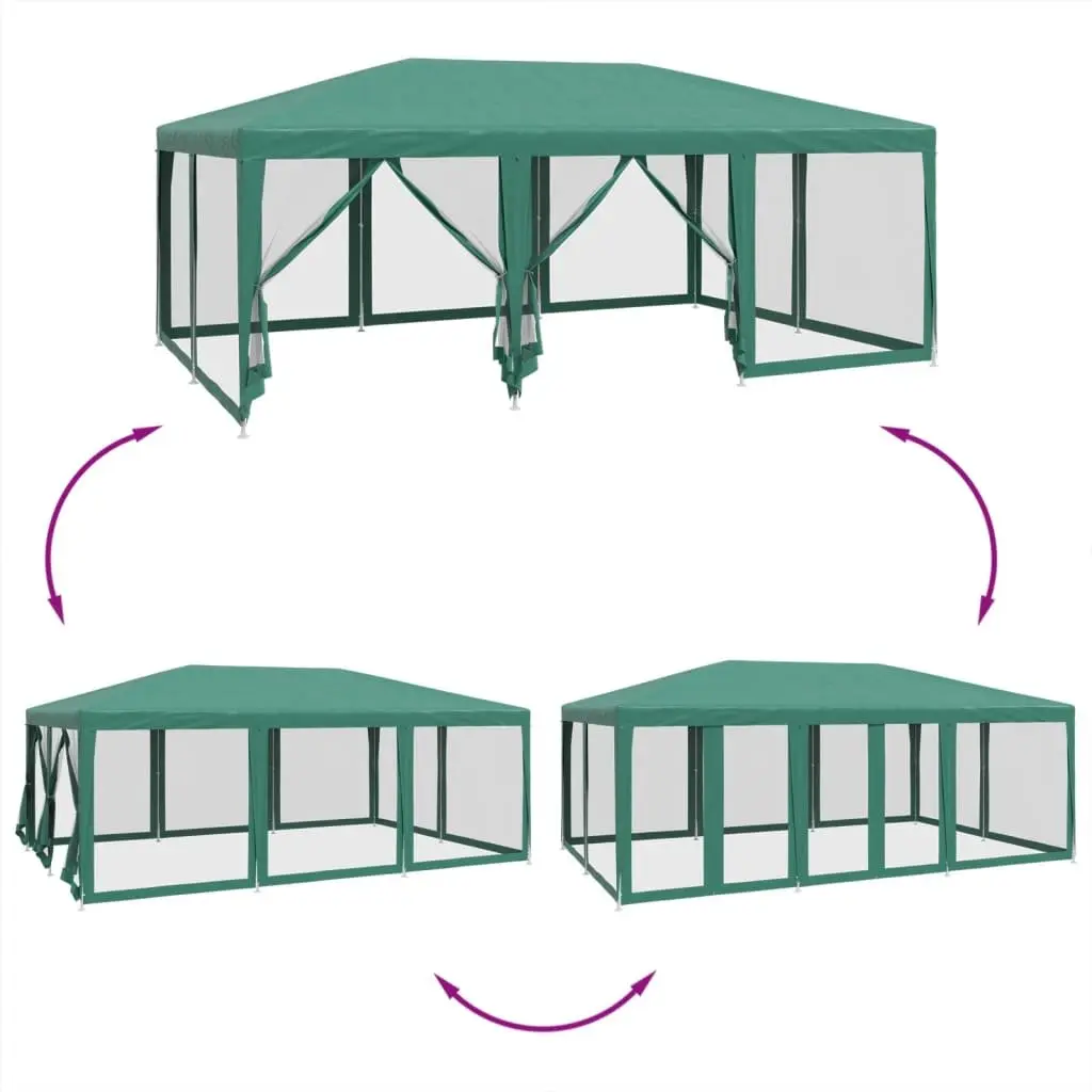 Party Tent Outdoor Garden Event Shelter 6x4 m Green with Mesh Sidewalls