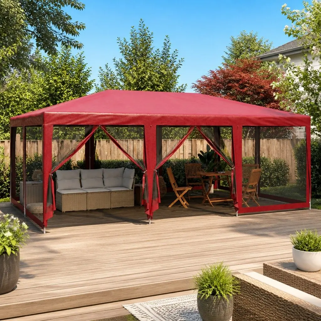 Party Tent Outdoor Gazebo 6x4m with 10 Mesh Sidewalls