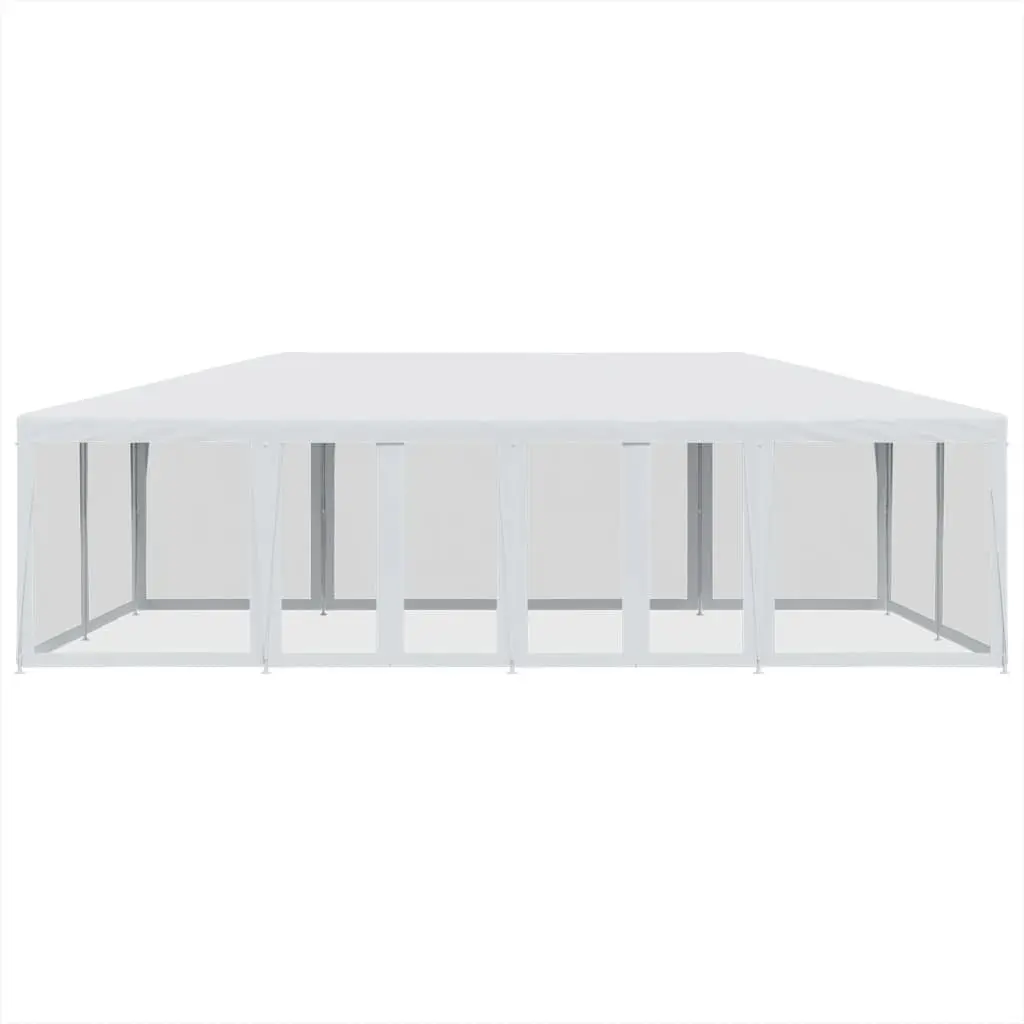 Party Tent Heavy-Duty Iron Frame 8x4m with 12 Mesh Sidewalls Water-Resistant Roof