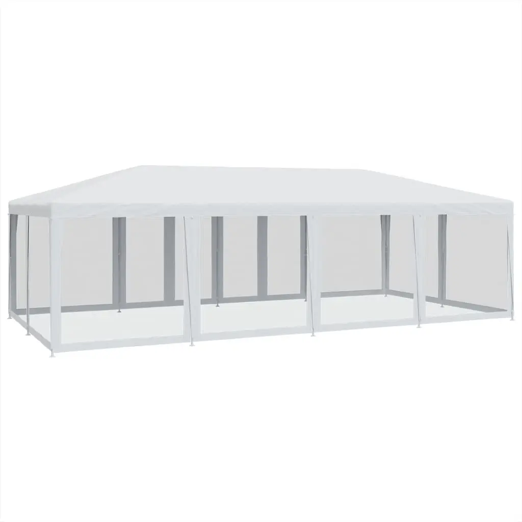 Party Tent Heavy-Duty Iron Frame 8x4m with 12 Mesh Sidewalls Water-Resistant Roof