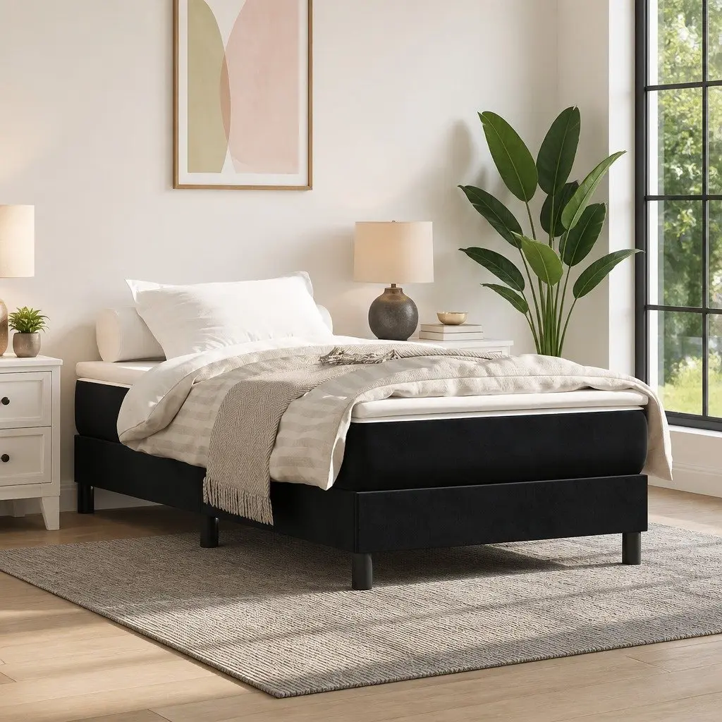 Pocket Spring Mattress Medium Firmness Black Velvet King Single 106x203x20cm