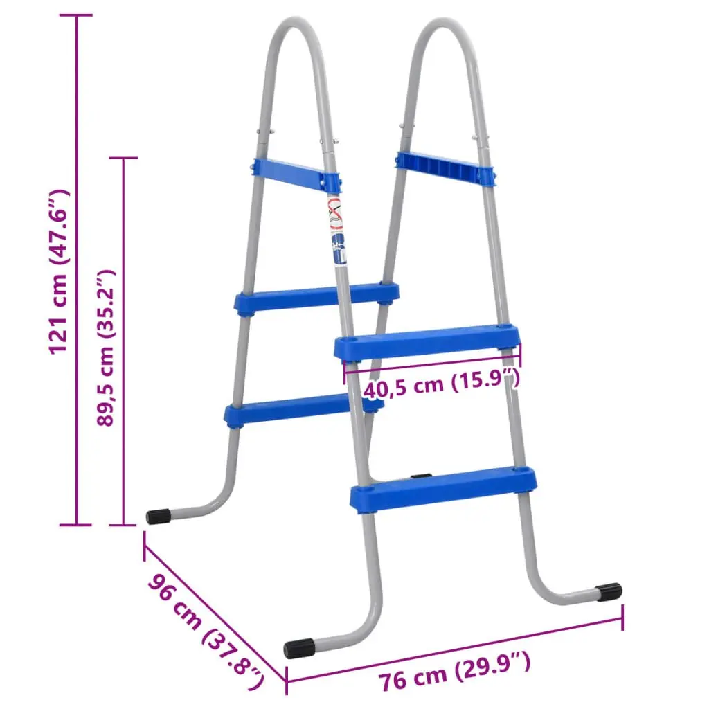 Pool Ladder Steel Plastic Non-Slip Steps 84cm Blue