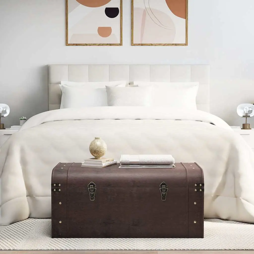Storage Chest Coffee Table Brown Plywood 90 x 50 x 39.5 cm
